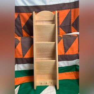 Linen Store Bamboo 3 Tier Mail and Key Hook Organizer Letter Sorter Wall Mounted